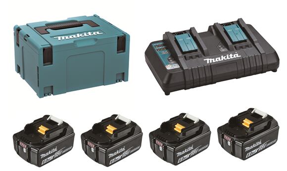 Pack Energie 4 batteries 18 V 6 Ah BL1860B + chargeur double DC18RD en  coffret MAKPAC III MAKITA 198091-4 - MAKITA - 198091-4