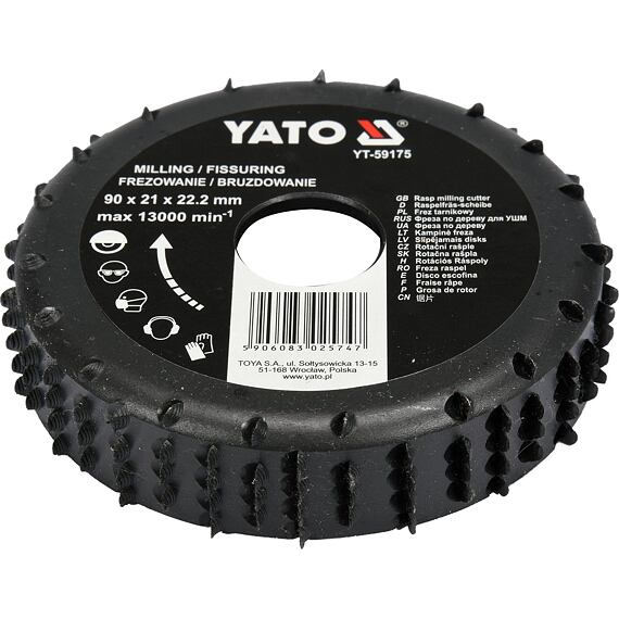 YATO rašpľa rotačná pre uhl. brúsku 90/22,2mm frézovacia čelní YT-59175á