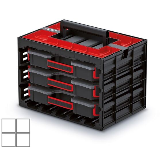 KISTENBERG skrinka TAGER CASE obsahuje 3 organizéry (krabičky), 415*290*290 mm, KTC40306B