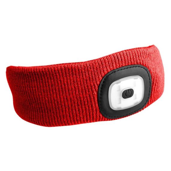 SIXTOL čelenka s čelovkou LED 180lm, nabíjacia USB, červená