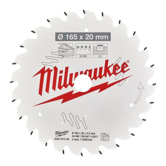 MILWAUKEE 4932471294 pílový kotúč 165*20*2,2mm, 24Z ATB