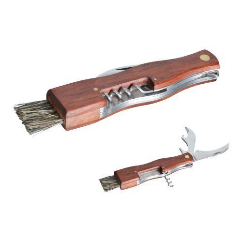 nôž na huby zatvárací so štetcom + otvárače, drevená rukoväť, 282101