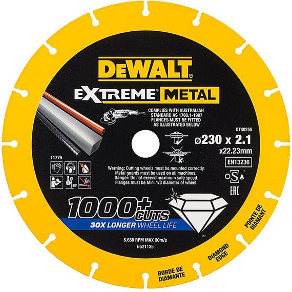 DeWalt DT40255 diamantový rezací kotúč na kov 230*22,2*2,1mm EXTREMEMETAL