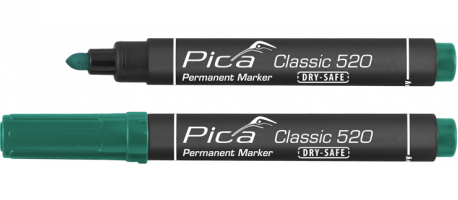 PICA permanentný značkovač industry pre priemyselné použitie okrúhly hrot, vodoodolný zelený 520/36