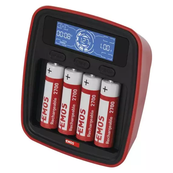 EMOS nabíjačka batériou 1000mAh, 4* AA 2700 batéria, pre batérie AA a AAA, N9341