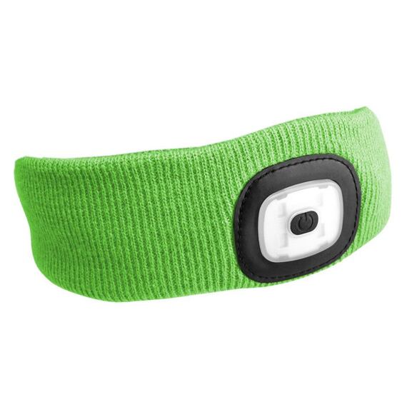 SIXTOL čelenka s čelovkou LED 180lm, nabíjacia USB, zelená fluorescenčná