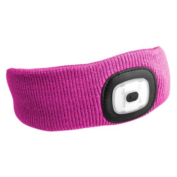 SIXTOL čelenka s čelovkou LED 180lm, nabíjacia USB, ružová
