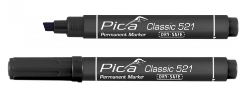 PICA permanentný značkovač industry pre priemysené použitie plochý hrot, vodoodolný čierny 521/46