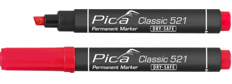 PICA permanentný značkovač industry pre priemysené použitie plochý hrot, vodoodolný červený 521/40
