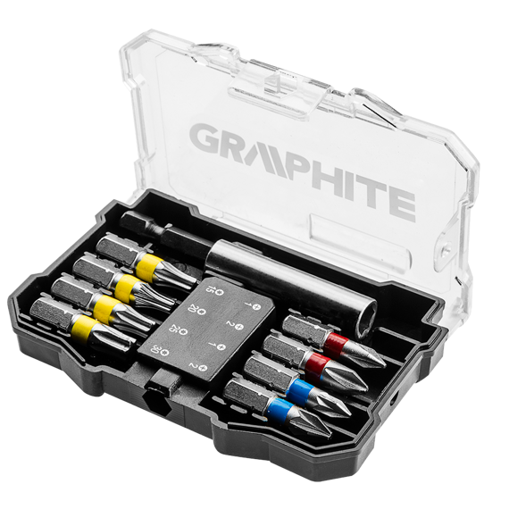 GRAPHITE sada bitov 10ks 1/4" (8x bit, magnetický unášač, rukoväť) 56H614