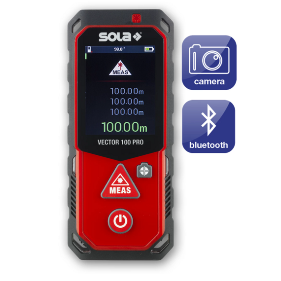 SOLA Vector 100 PRO Set, laserový diaľkomer 100m, dotyková obrazovka, meranie uhlov, Bluetooth
