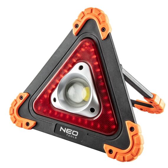 NEO reflektor LED aku trojuholník, 800lm, červené výstražné svetlo, 4*AA (nie sú súčasťou), 99-076