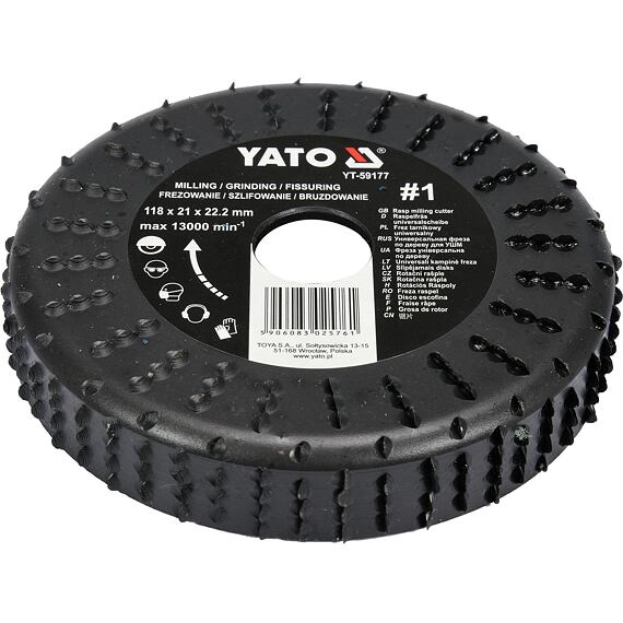 YATO rašpľa rotačná pre uhl. brúsku 118/22,2mm frézovacia čelná/bočná YT-59177