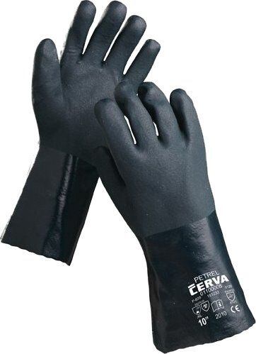 ČERVA rukavice pracovné PETREL bavlnené povrstvené PVC, 35 cm, veľ. 10, 0110000899110 