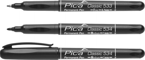 PICA permanentný značkovač pen fine 0,7mm, vodoodolný, čierny 533/46