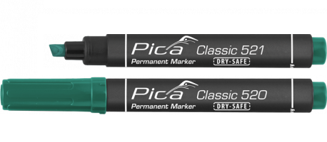 PICA permanentný značkovač industry pre priemysené použitie plochý hrot, vodoodolný zelený 521/36