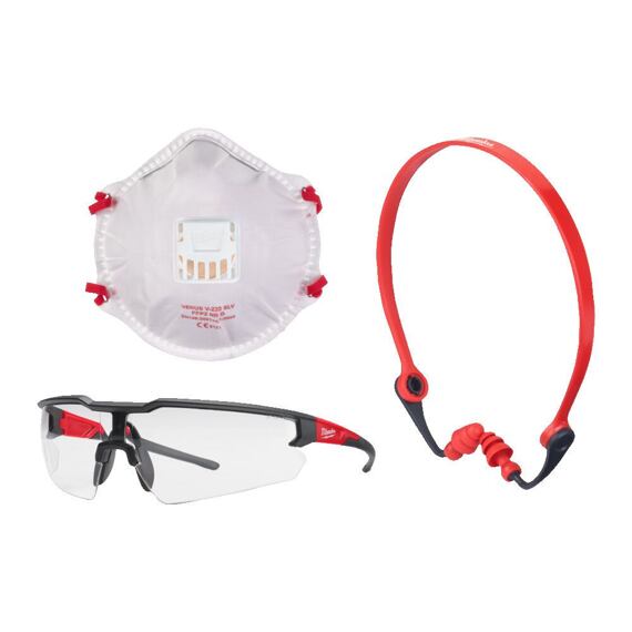 MILWAUKEE 4932492068 ochranná súprava pre tesárov, okuliare + respirátory + zátkové chrániče sluchu