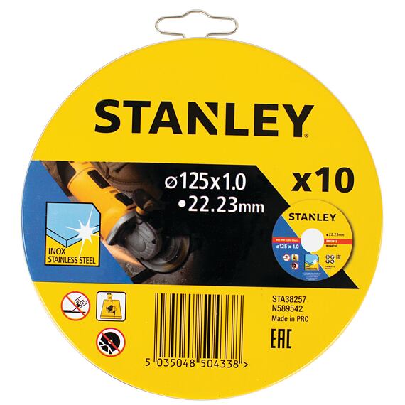 STANLEY STA38257 súprava 10ks rezných kotúčov 125*1*22,2mm oceľ, nerez