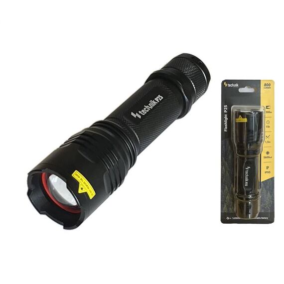TECHNIK Flashlight P25, nabíjacia lampa 800lm LED, kovová, ZOOM, 352552
