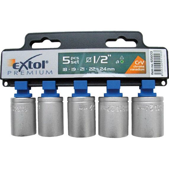 EXTOL Premium nástrčné 1/2" 5ks 18-19-21-22-24mm 65603