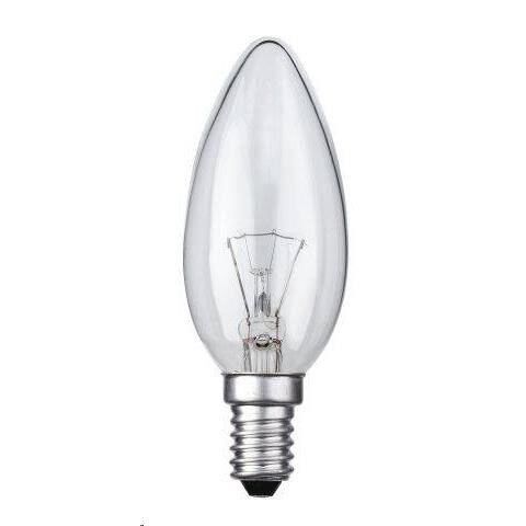 žiarovka sviečková E14 240V 40W číra na priemyselné použitie