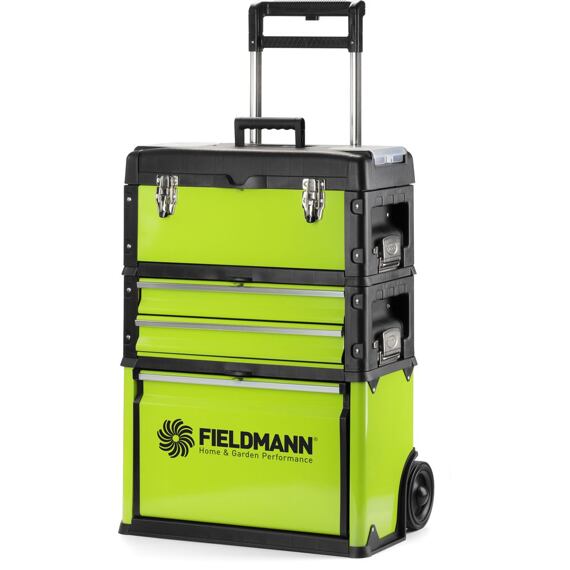 FIELDMANN FDN 4150 box na náradie kovový, výklopný + zásuvky, kolieska
