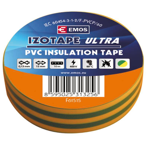 EMOS izolačná páska 10mm/15m PVC elektrikárska zeleno-žltá F61515