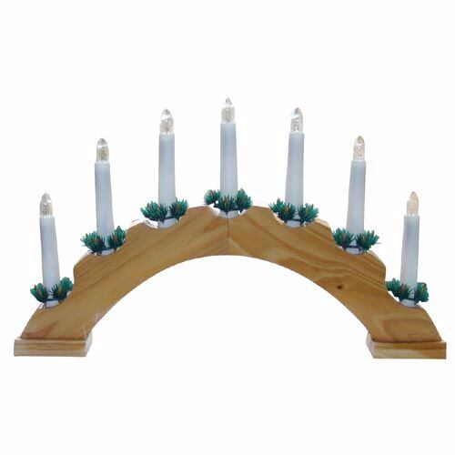 svietnik vianočný el. 7 sviečok, oblúk, drevený prírodný 791907