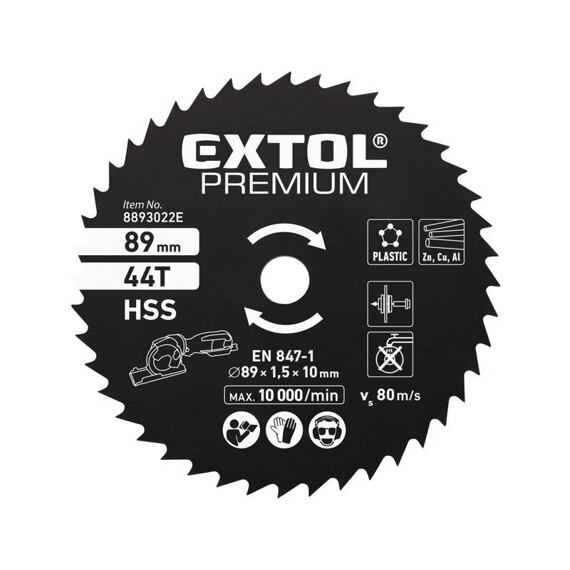EXTOL PREMIUM kotúč pílový 89*1,0*10mm HSS 44Z, 8893022E