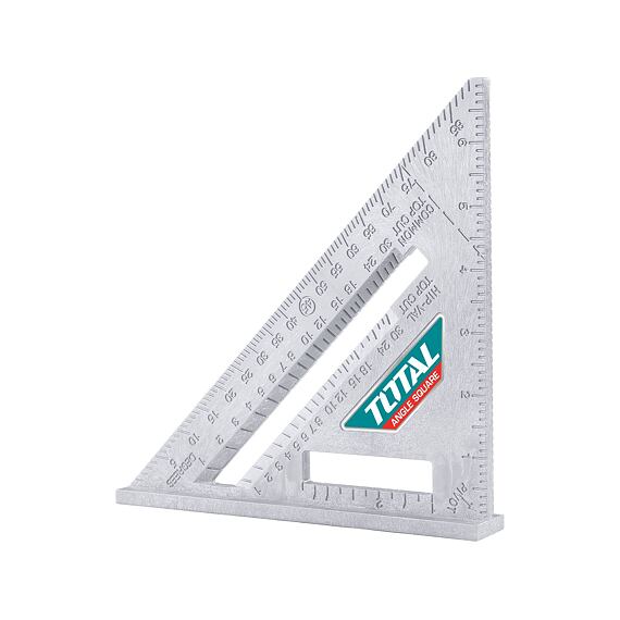 TOTAL trojuholník s dorazom, uhlomer, meradlo v palcoch, 180*180mm, TMT61201