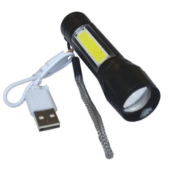ručná aku lampa LED COB 1W, dobíjení USB