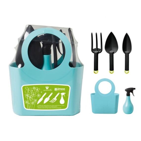 záhradnícka súprava GARDEN BREAK, taška + rozprašovač + 3 ks záhradného náradia, modrá