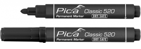 PICA permanentný značkovač industry pre priemyselné použitie okrúhly hrot, vodoodolný čierny 520/46