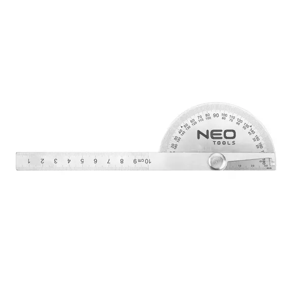 NEO uhlomer oblúkový 180°/100mm s pravítkom, nerez, 72-320