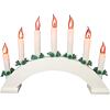 svietnik vianočný drevený 230V, 7 sviečok PLAMEŇ, oblúk, biely, 791879